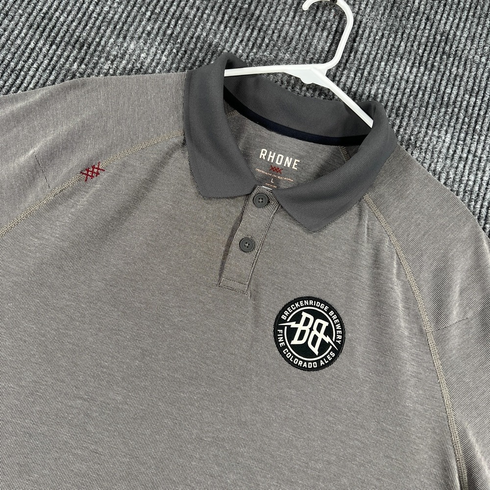 Rhone Polo Shirt Mens Large Gray Performance Stretch Athletic Breckenridge CO